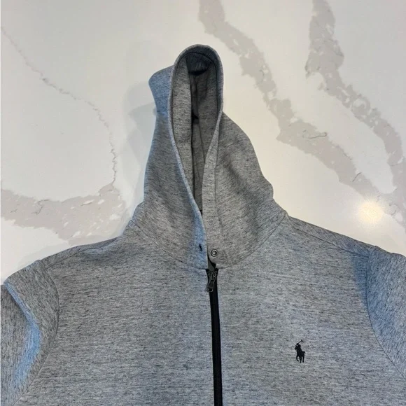 Polo Ralph Lauren men's full-zip fleece hoodie in a heather gray - Picture 4 of 6